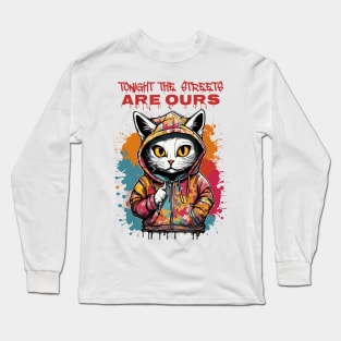 grafitti cat in hoodie Long Sleeve T-Shirt